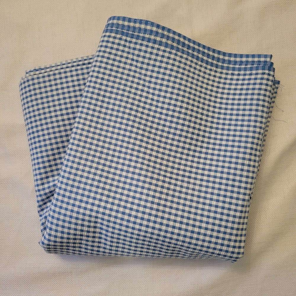 4yd Fabric‎ Blue White Gingham Check Woven Picnic Material Craft Project Retro